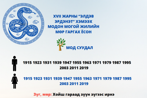 XVII ЖАРНЫ “ЭЛДЭВ ЭРДЭНЭТ“ ХЭМЭЭХ МОГОЙ ЖИЛИЙН ЗҮГ МӨР ГАРГАХ ЗУРХАЙ